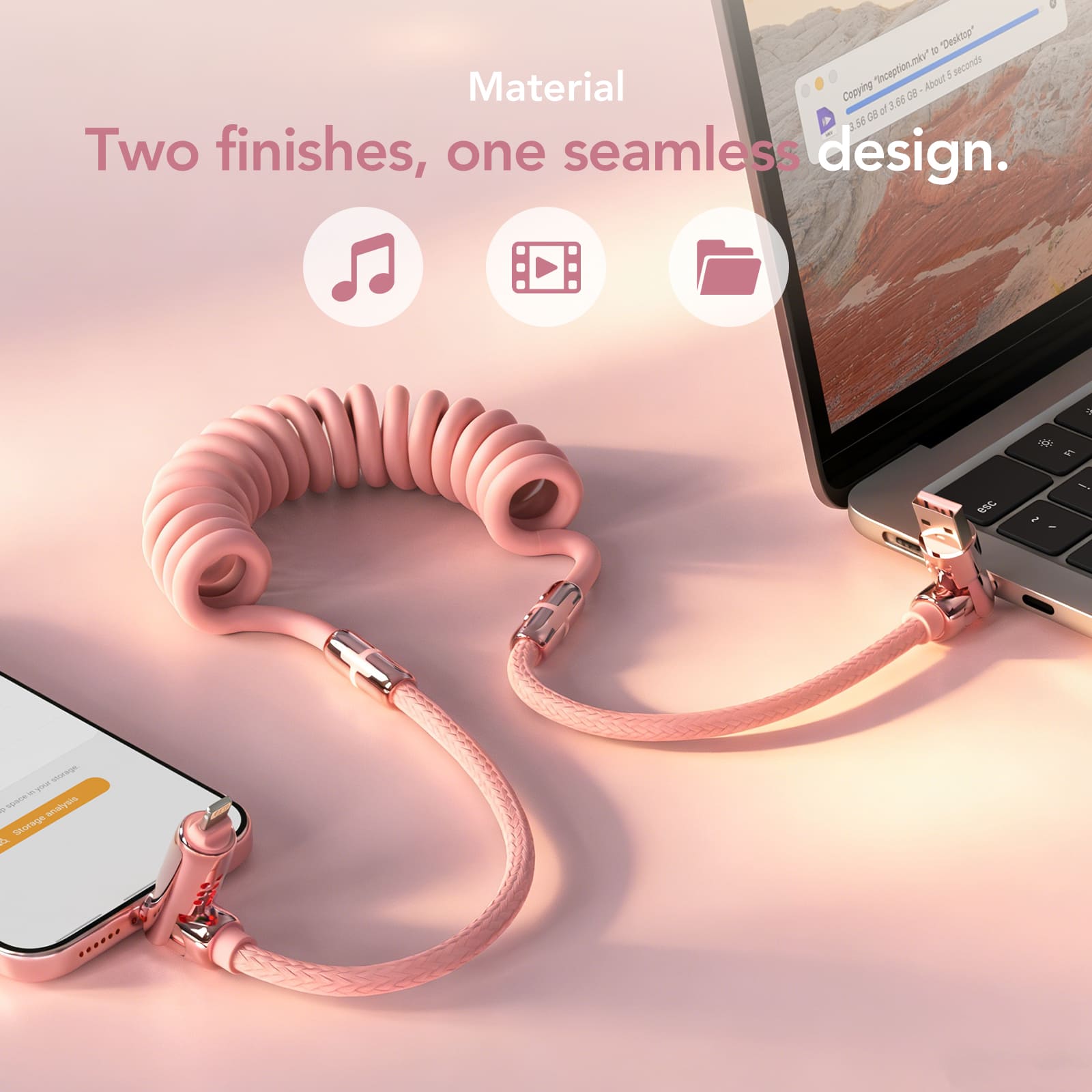 mfish Armored Dragon 8 Spiralkabel (4-in-1, 240 W) – Verwicklungsfrei für Auto und Schreibtisch