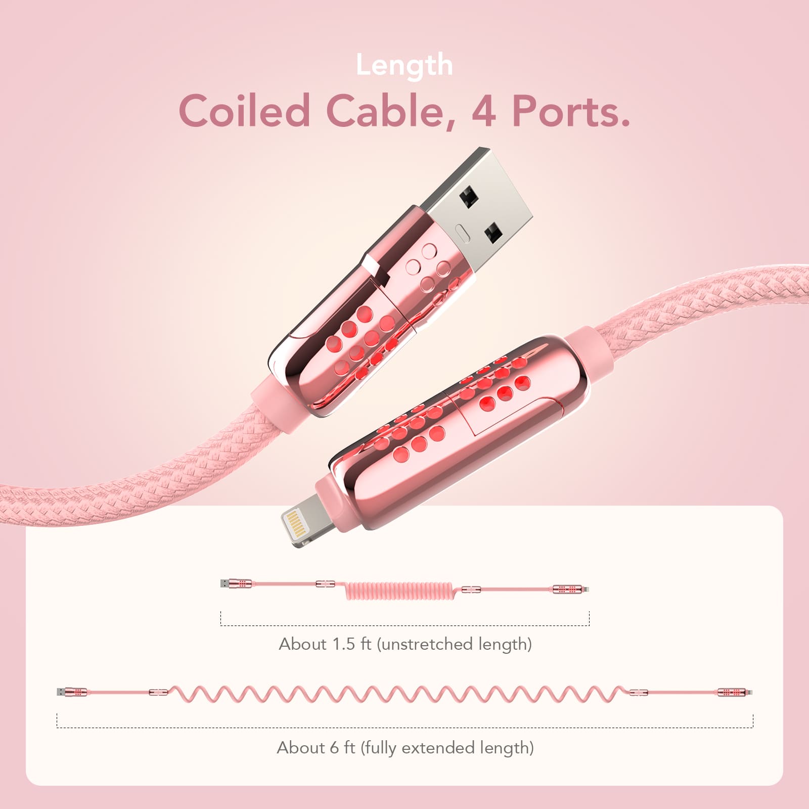 mfish Armored Dragon 8 Spiralkabel (4-in-1, 240 W) – Verwicklungsfrei für Auto und Schreibtisch