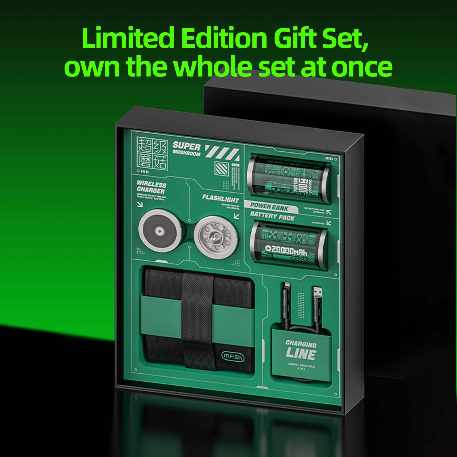 mfish Super Mushroom Laptop Power Bank (40K, 100W, Modular, Wireless & Light Kit)