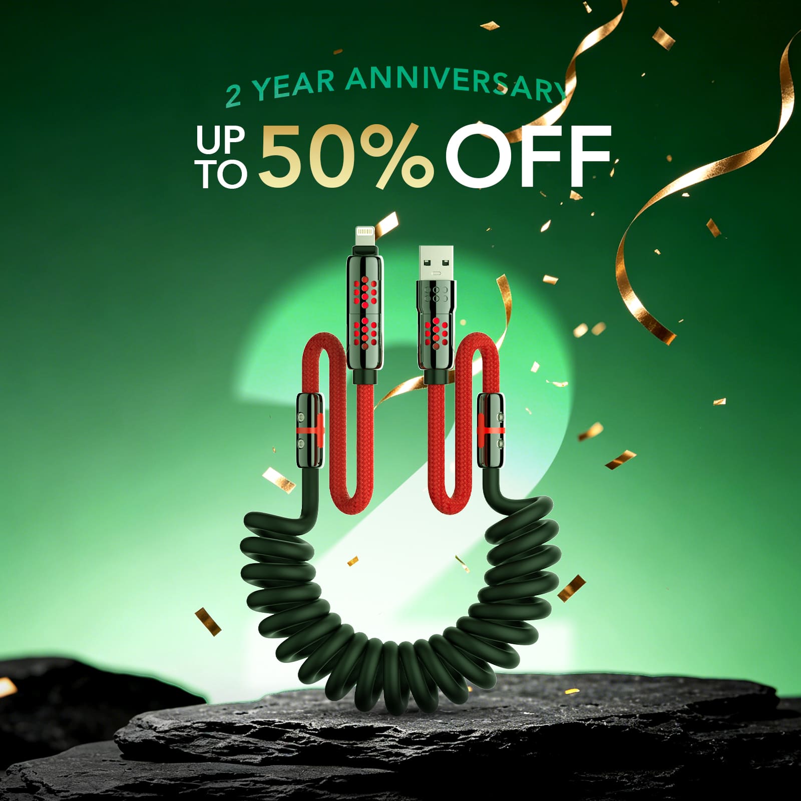 mfish Armored Dragon 8 Coiled Cable (4-in-1, 240W) - Tangle-Free for Car & Desk