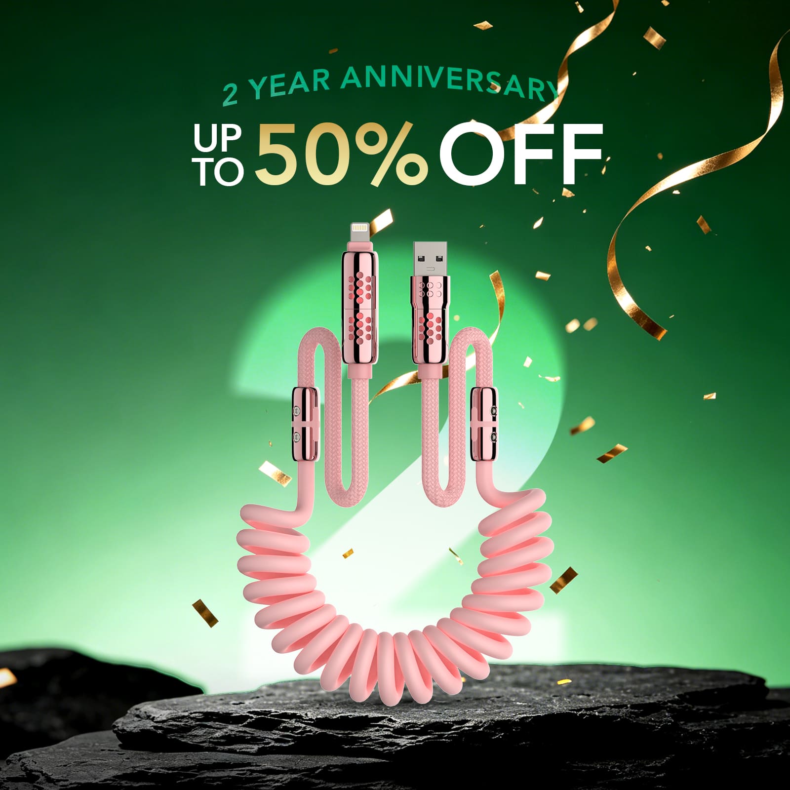 mfish Armored Dragon 1 Charging Cable (Coiled, Liquid Silicone)