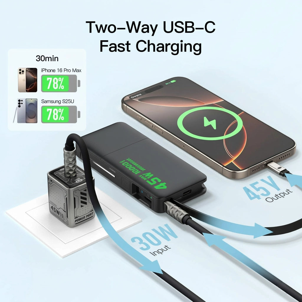 mfish E-RHINO 45W 10K Power Bank, Black