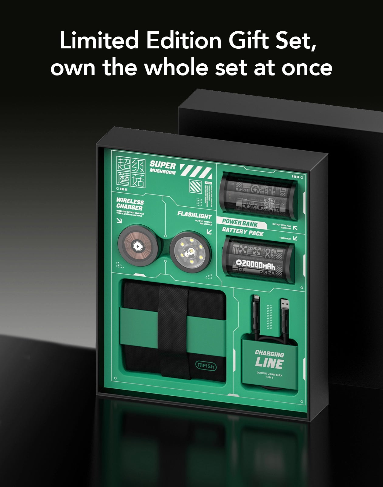 mfish 40K Modular Power Bank | 100W Laptop Fast Charge | Wireless & Light Kit | Adventure Edition