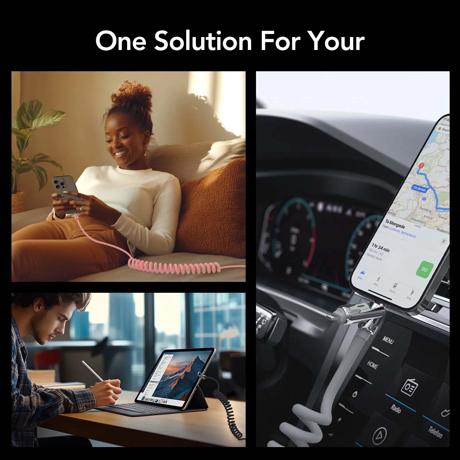 mfish 4-in-1 Charging Cable Coiled - mfish