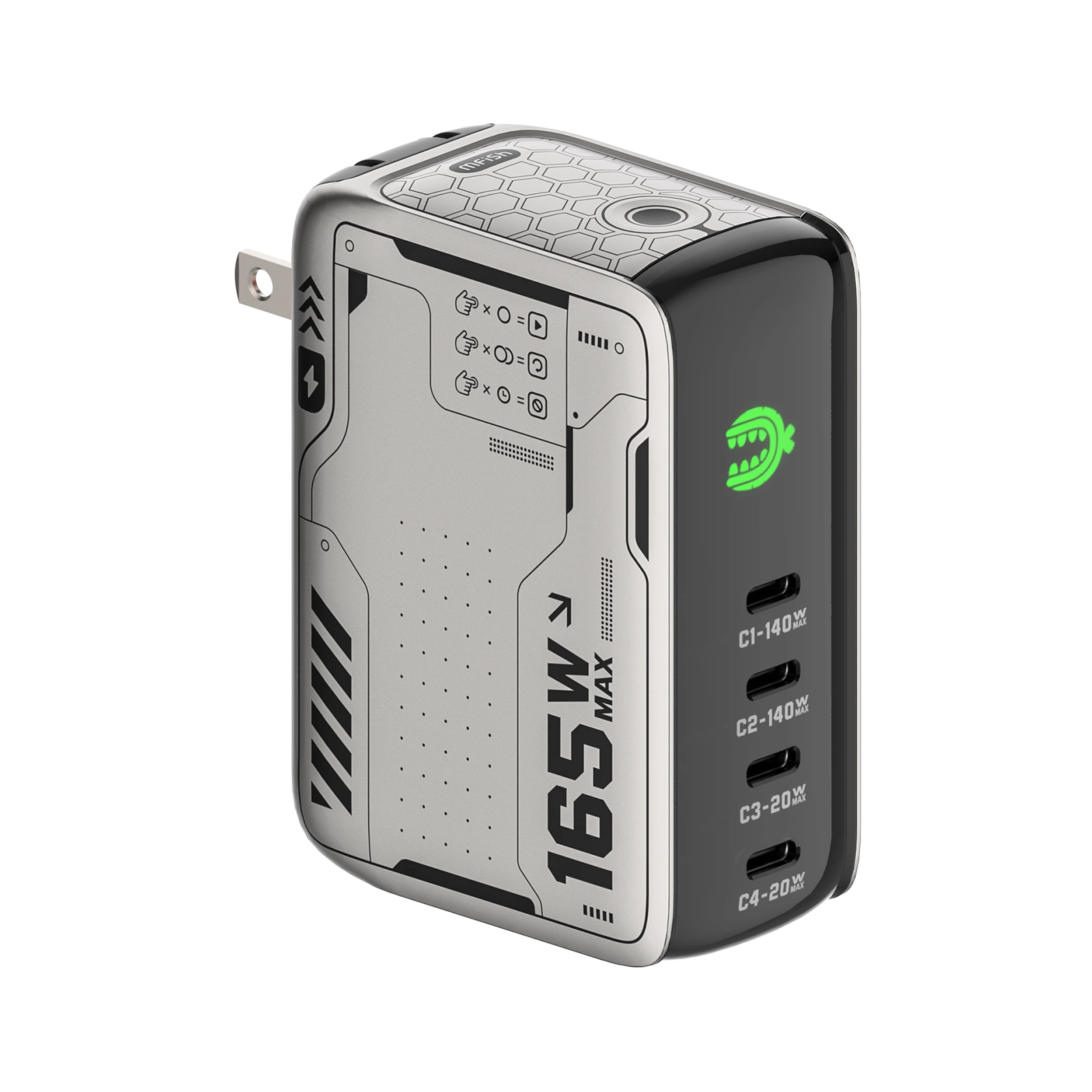 mfish E-RHINO Charger (165W, 4 USB-C Ports, GaN, Smart Display)