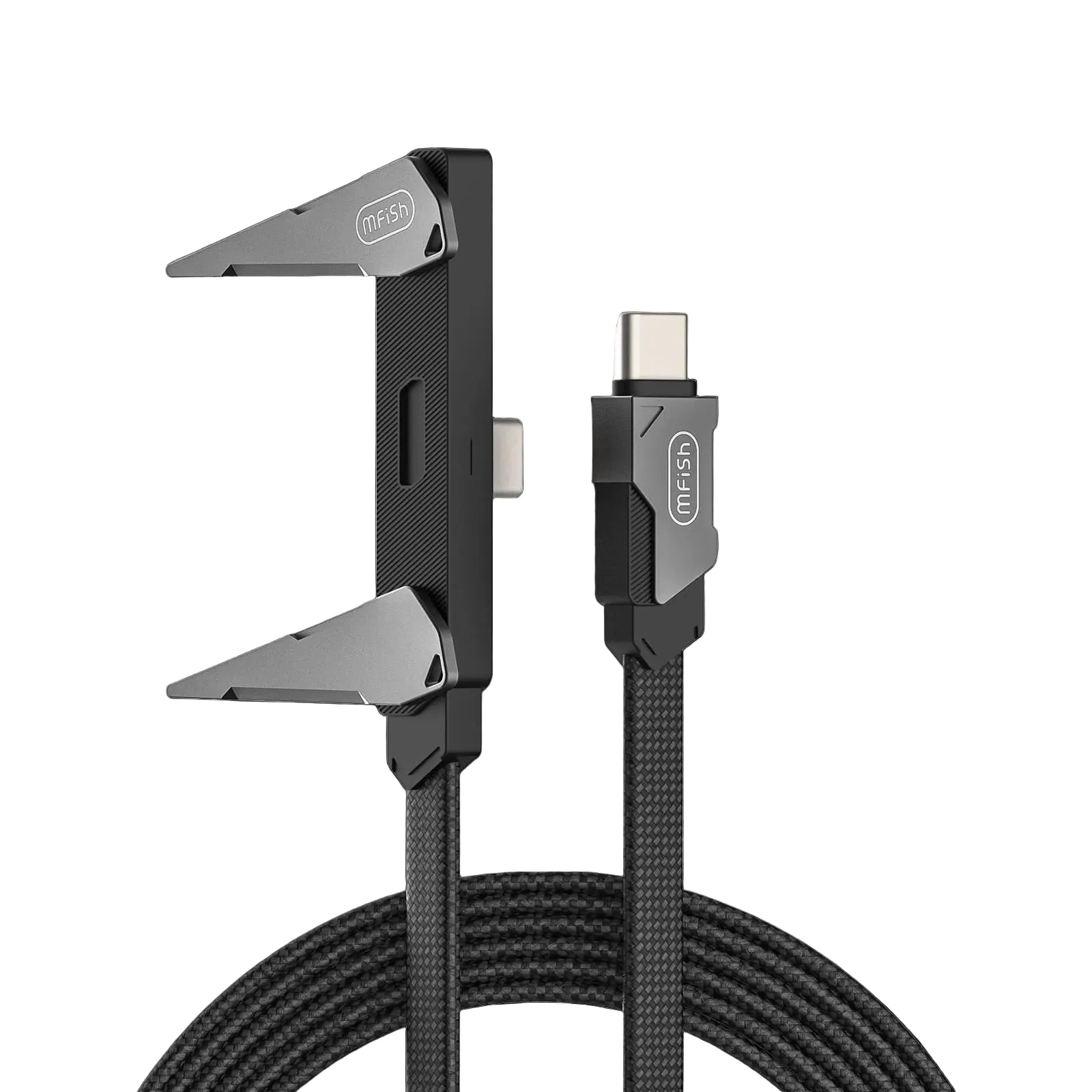 mfish Armored Pterosaur USB-C Cable (240W, T-Shaped, Foldable Built-in Phone Stand)
