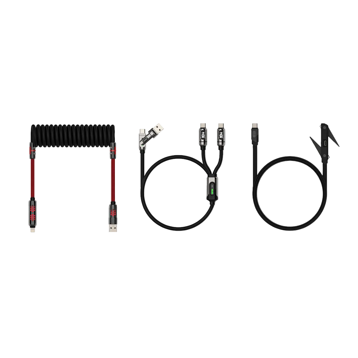 mfish On-the-Go Cable Kit – AD8 Spring Cable, Gemini USB-C Cable & Built-in Stand AP