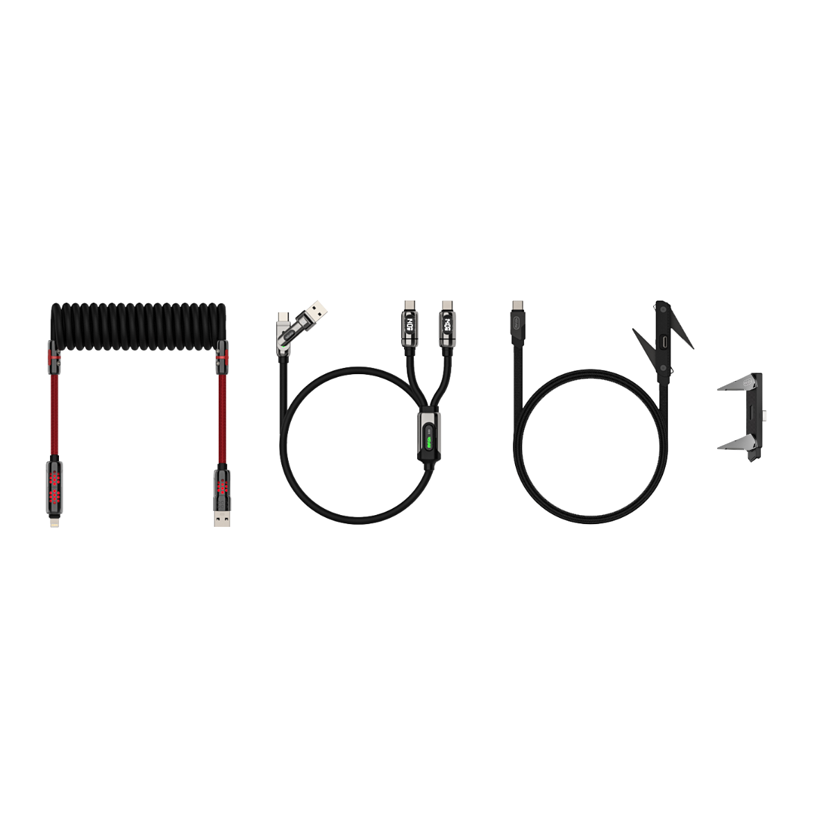 mfish On-the-Go Cable Kit – AD8 Spring Cable, Gemini USB-C Cable & Built-in Stand AP