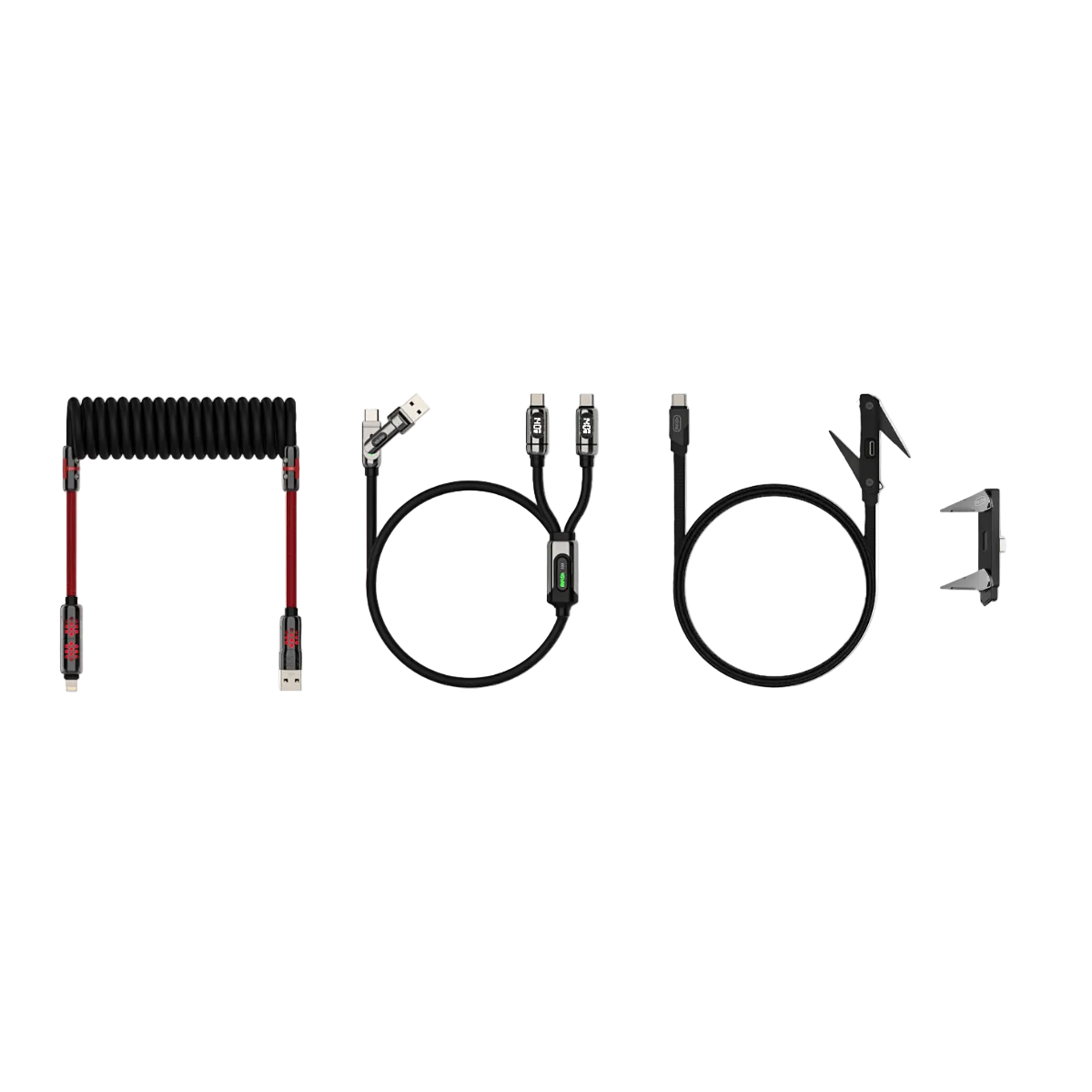 mfish On-the-Go Cable Kit – AD8 Spring Cable, Gemini USB-C Cable & Built-in Stand AP