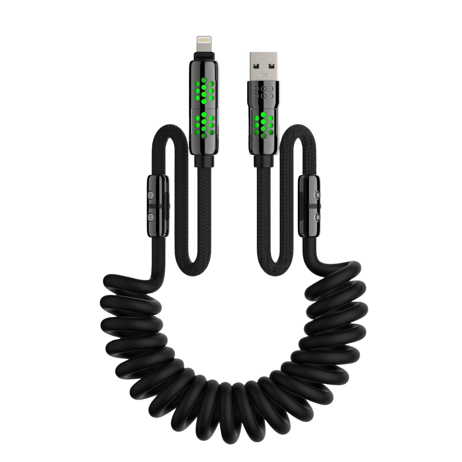 mfish Armored Dragon 8 Coiled Cable (4-in-1, 240W) - Tangle-Free for Car & Desk