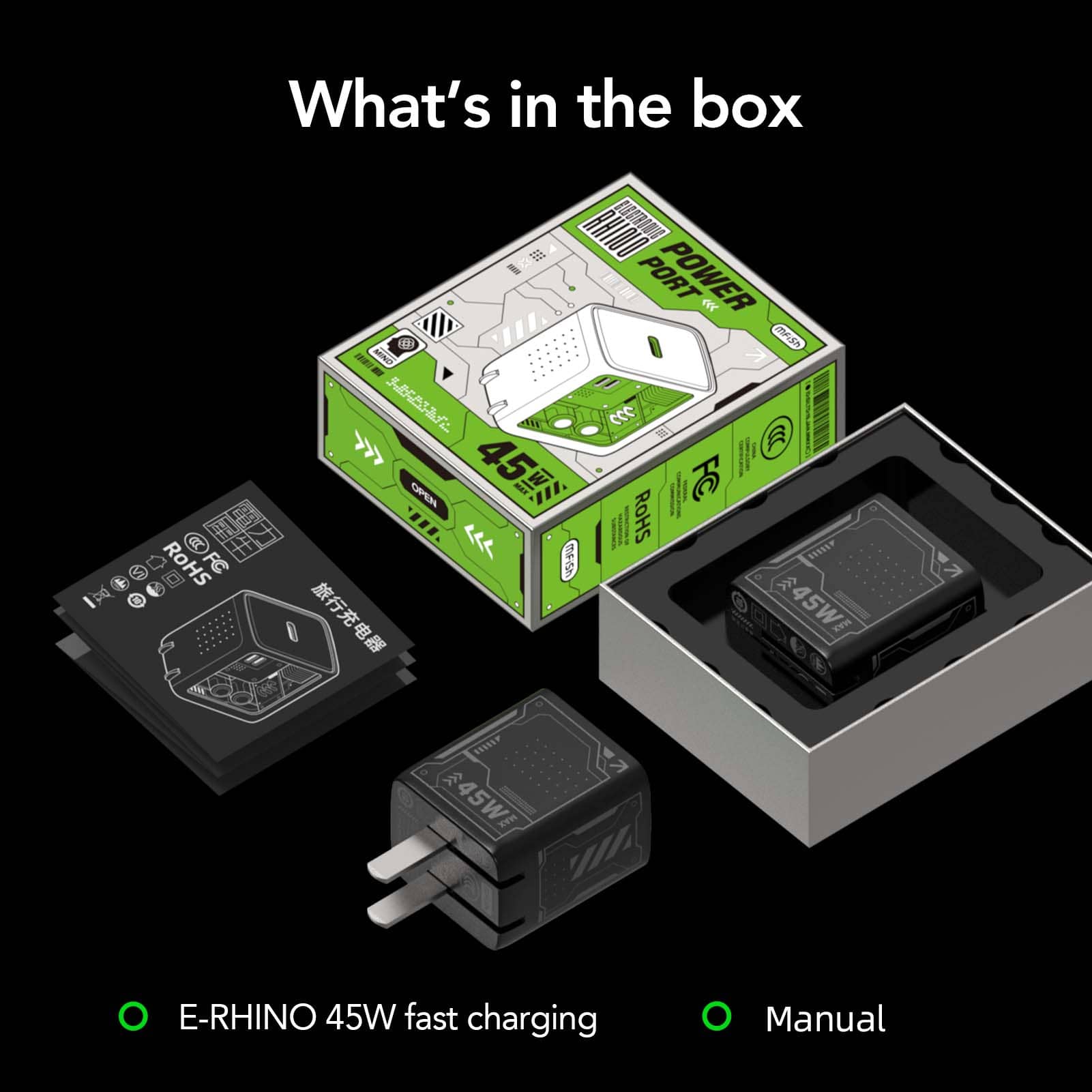mfish E-RHINO Jr Charger (45W, Foldable)