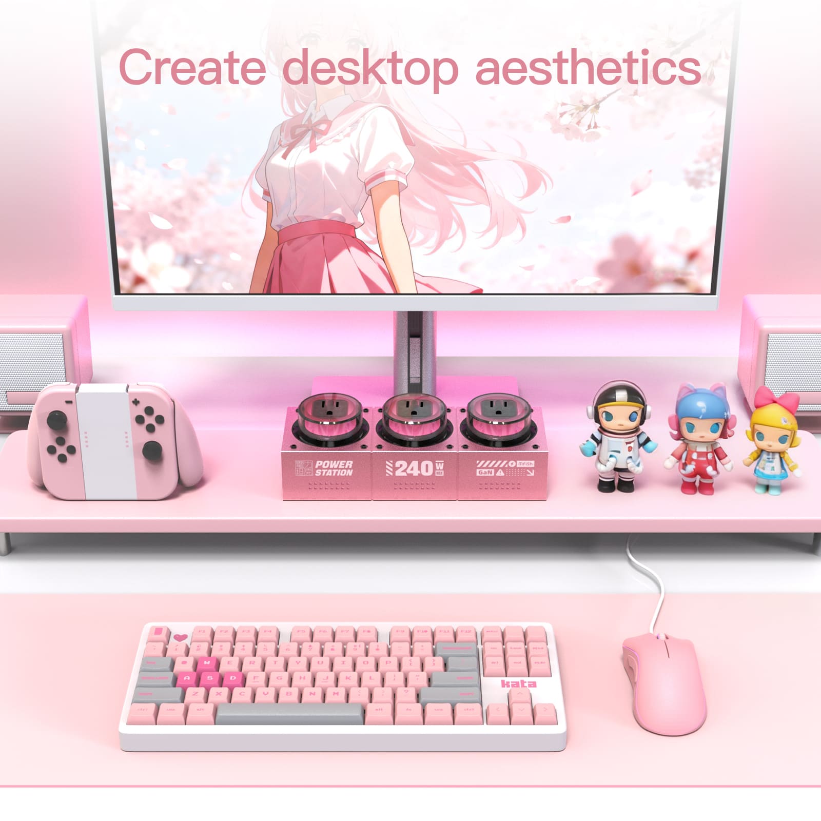 mfish E-Tank Charging Station Pink (7-in-1, 240W GaN, 1250W AC)