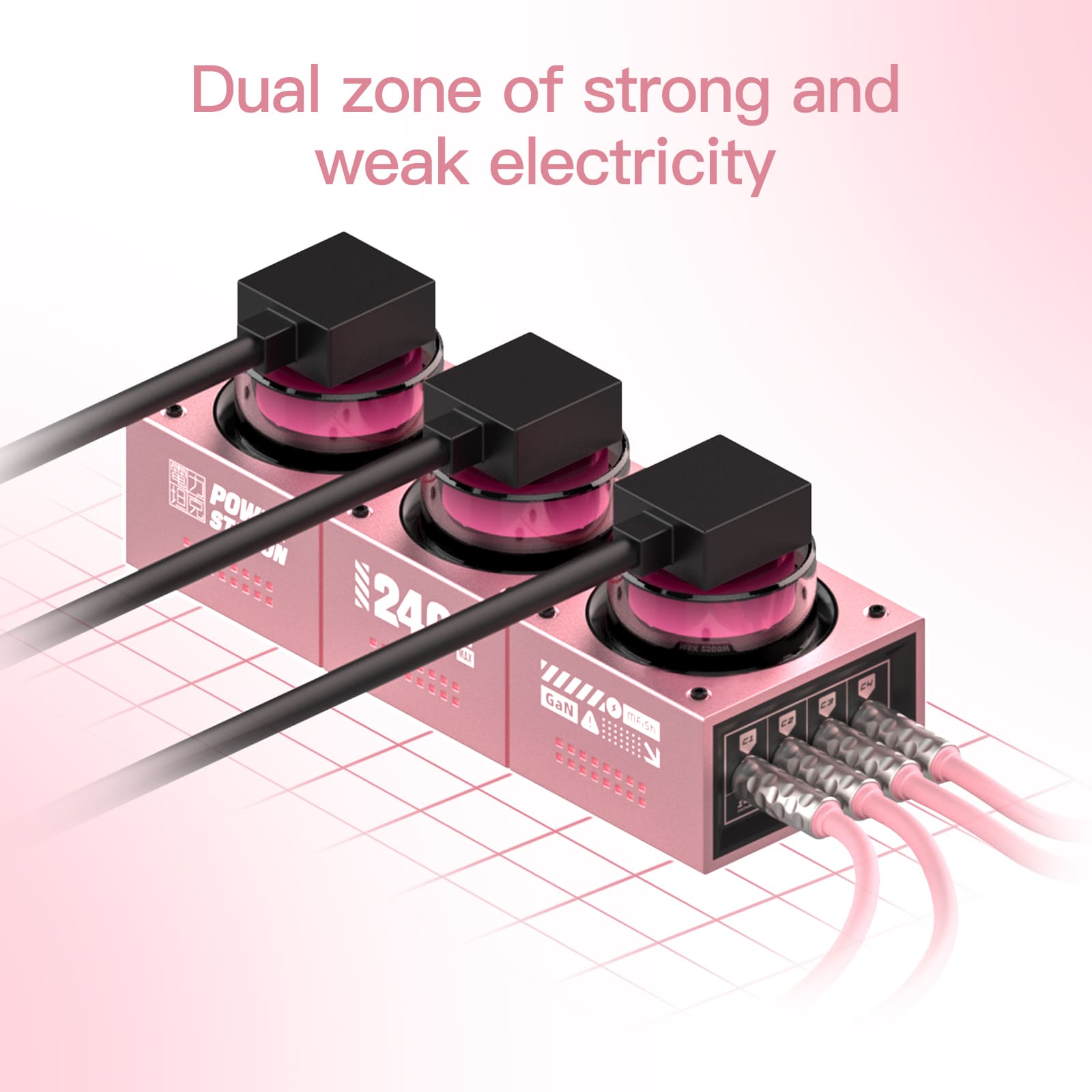 mfish E-Tank Charging Station Pink (7-in-1, 240W GaN, 1250W AC)