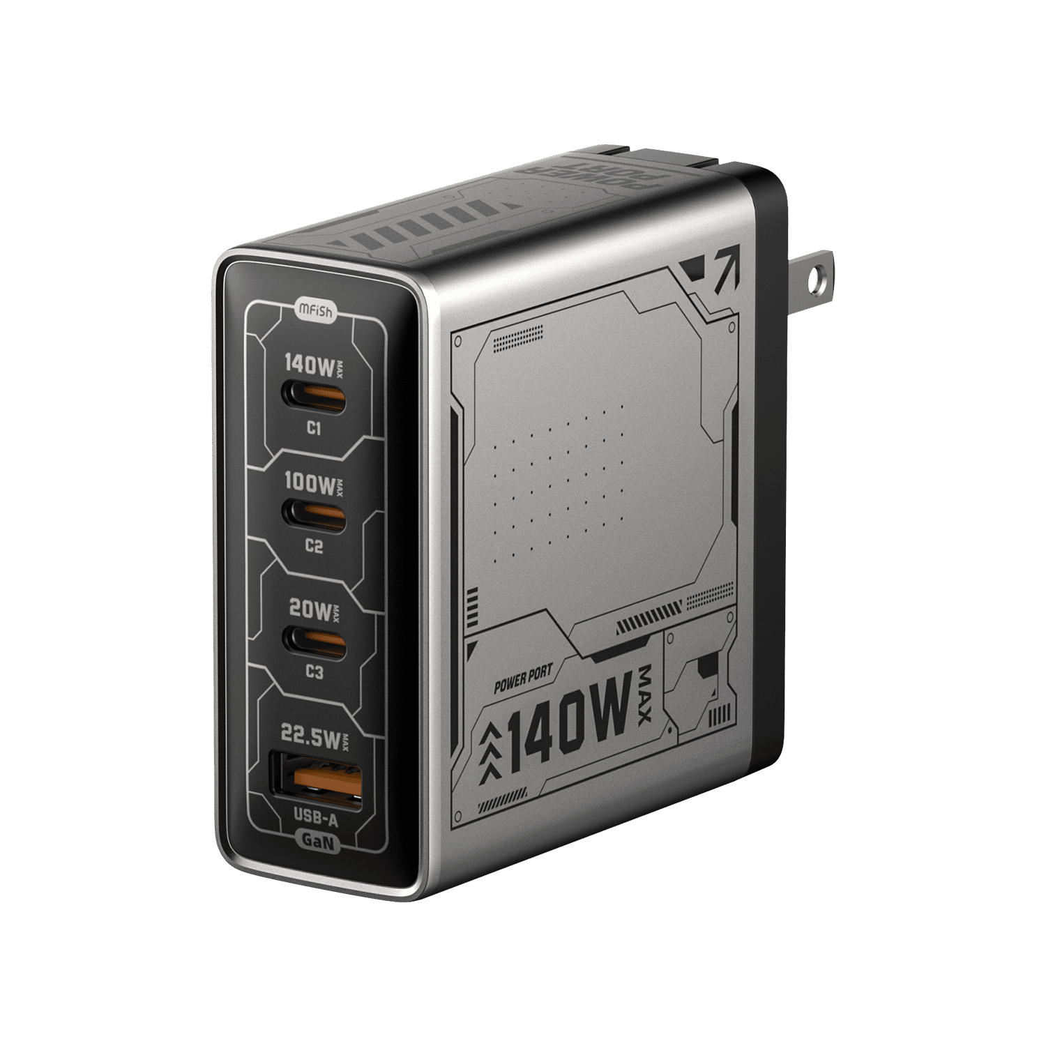 mfish E-RHINO Charger (140W, 4 Ports, GaN)