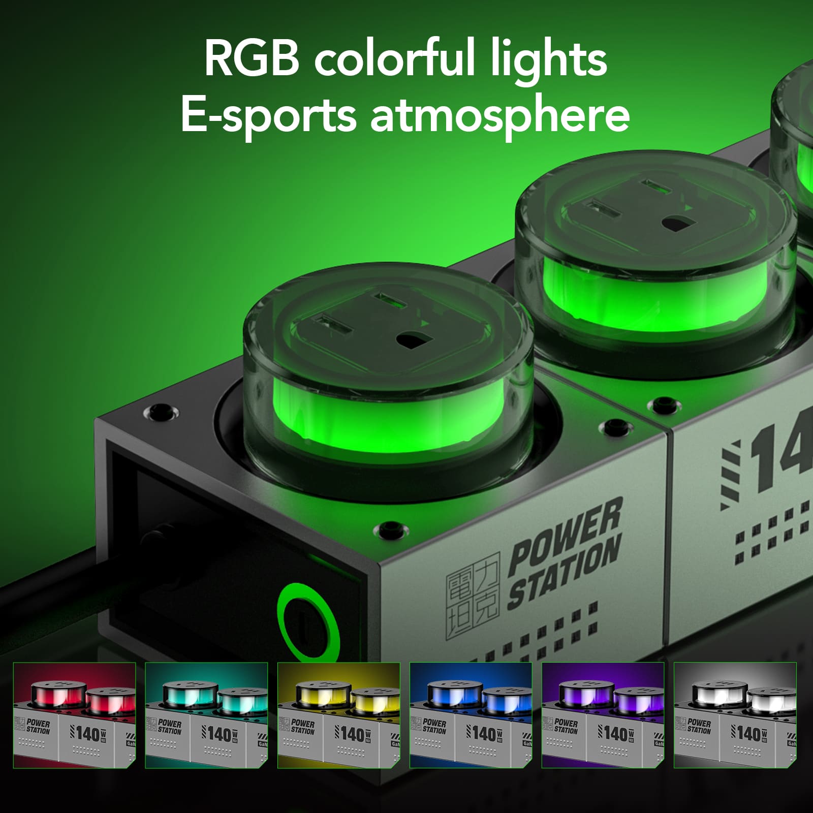 mfish E-Tank 140W GaN RGB Desktop Charging Station