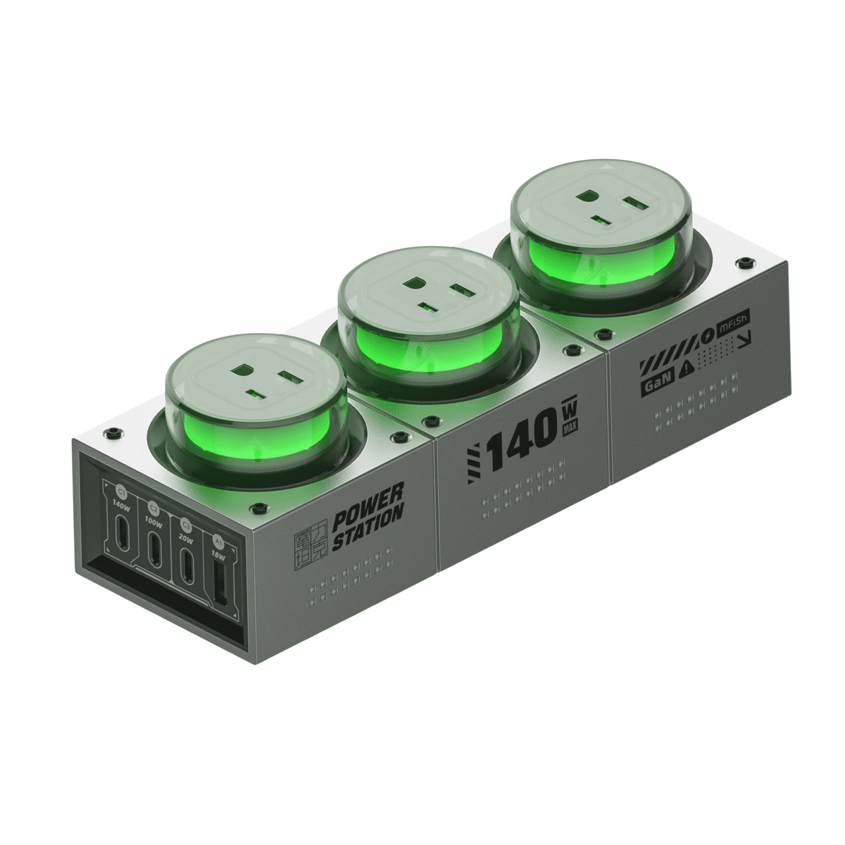 mfish E-Tank 140W GaN RGB Desktop Charging Station