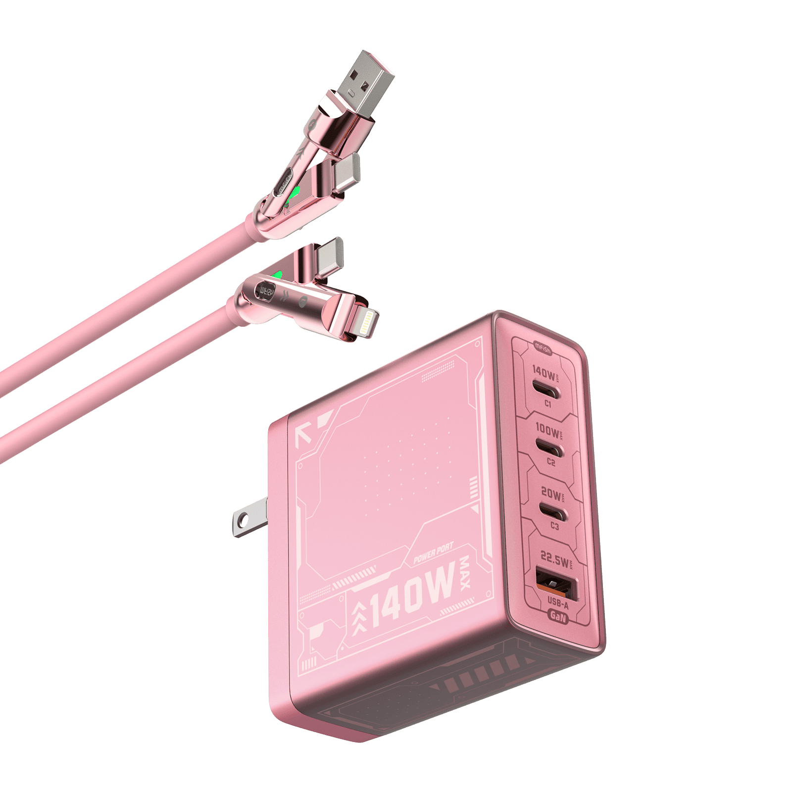 mfish E-RHINO Charger (140W, 4 Ports, GaN)