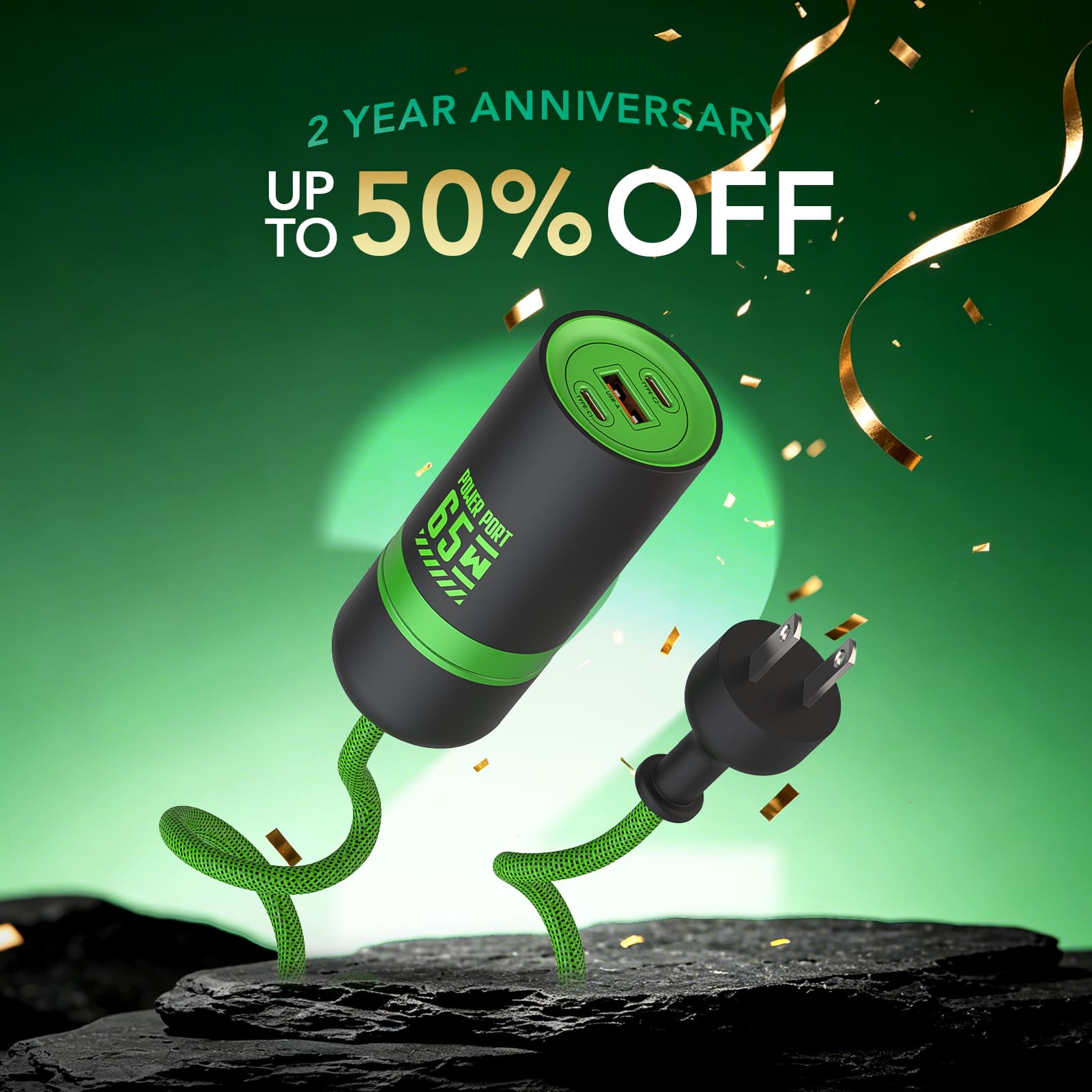 mfish Mushroom Charger (65W, 3 Ports, GaN)