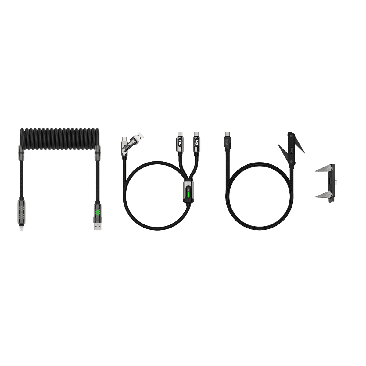 mfish On-the-Go Cable Kit – AD8 Spring Cable, Gemini USB-C Cable & Built-in Stand AP