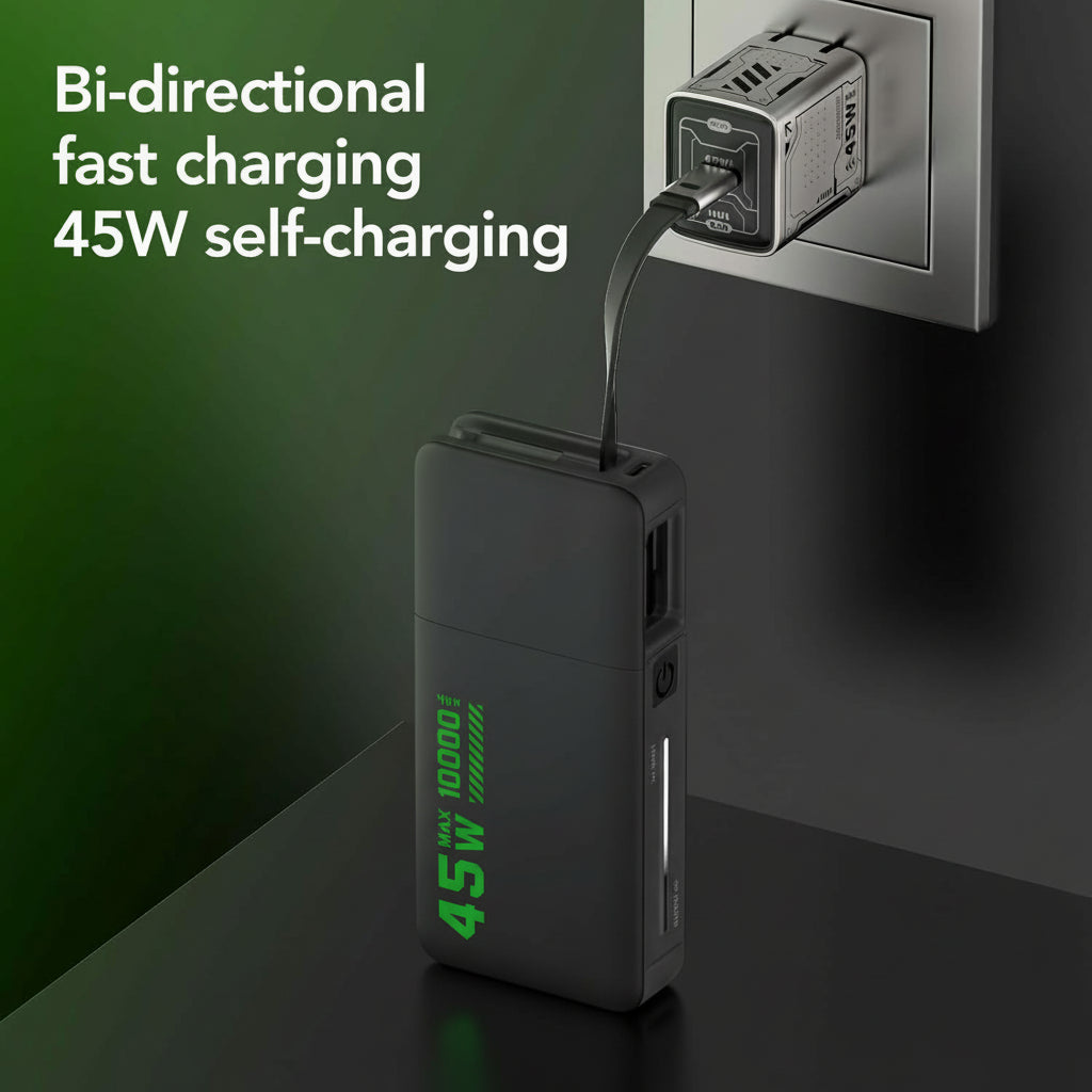 mfish E-RHINO 45W 10K Power Bank, Black