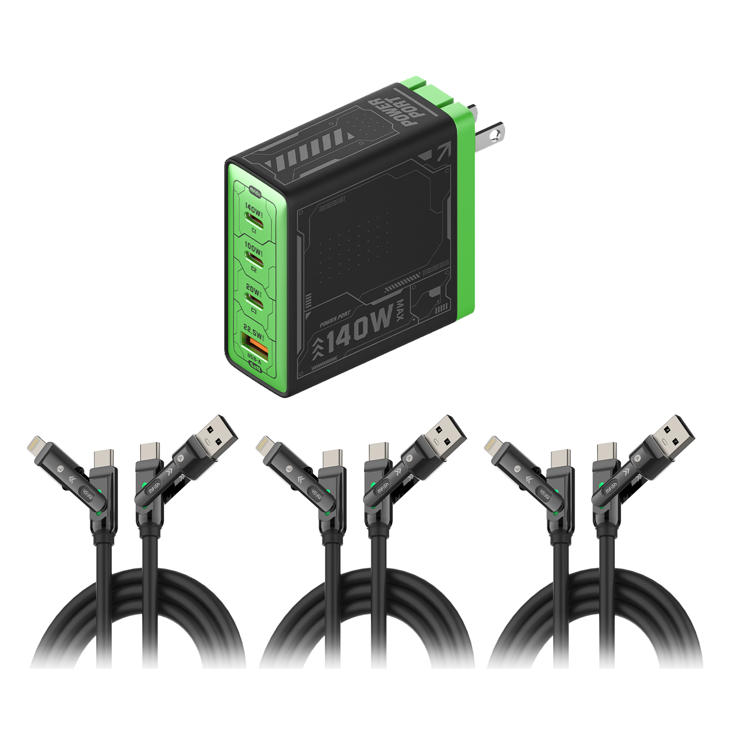 mfish 140W Ladegerät (4 Anschlüsse, PD 3.1, GaN)