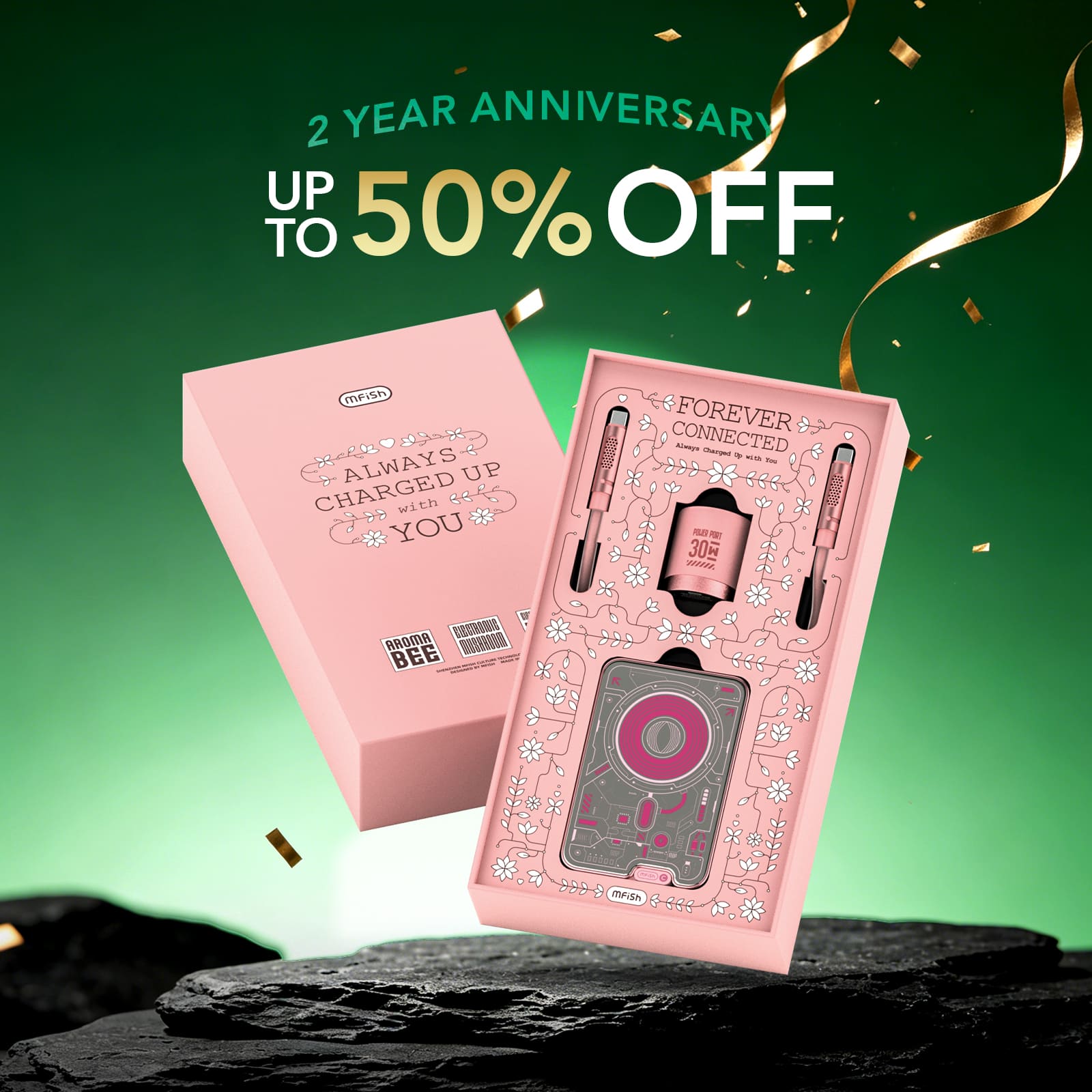 🎁 mfish E-Monster MagSafe Power Bank with Makeup Mirror - Ultra-Slim 5000mAh【Gift Set】 (100% off)