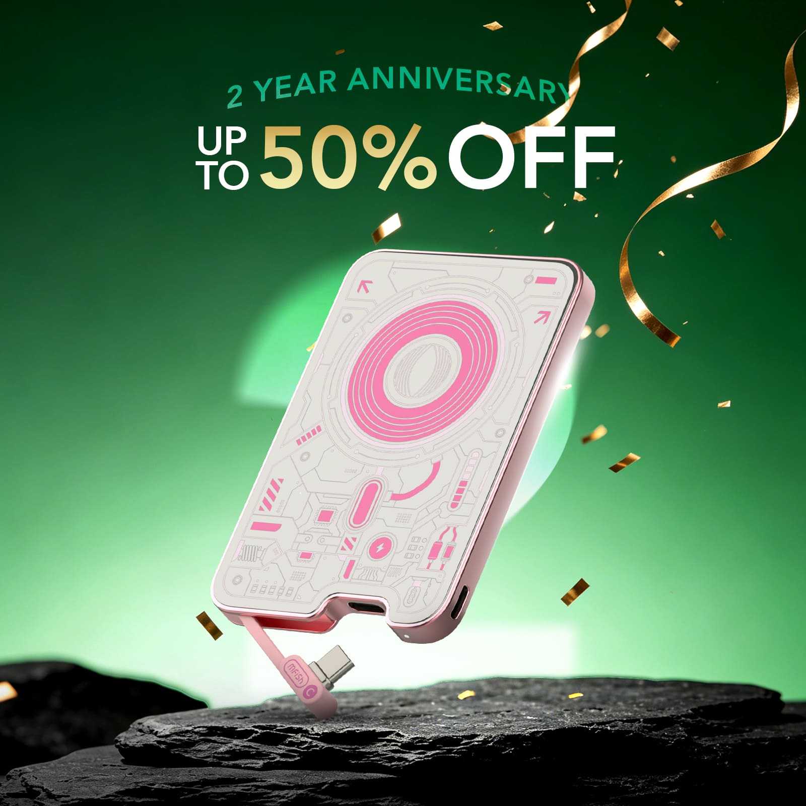 mfish E-Monster MagSafe Power Bank with Makeup Mirror - Ultra-Slim 5000mAh