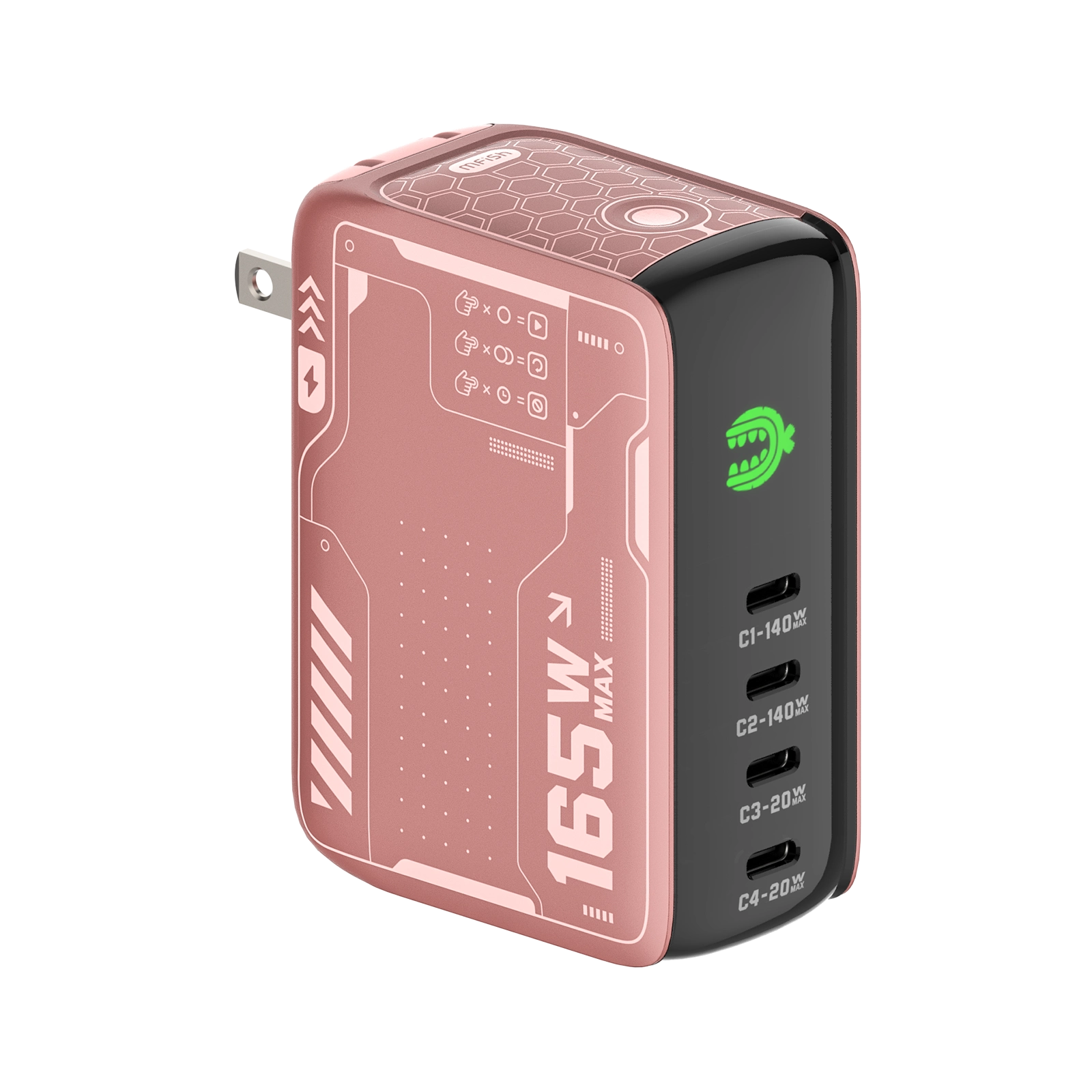 mfish E-RHINO Charger (165W, 4 USB-C Ports, GaN, Smart Display)