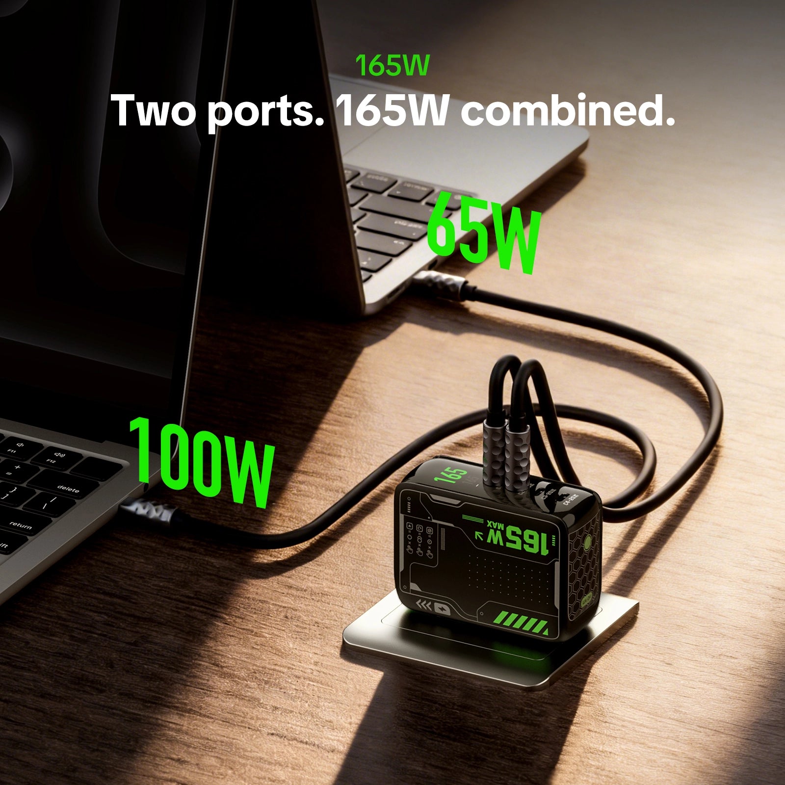 mfish E-RHINO Charger (165W, 4 USB-C Ports, GaN, Smart Display)