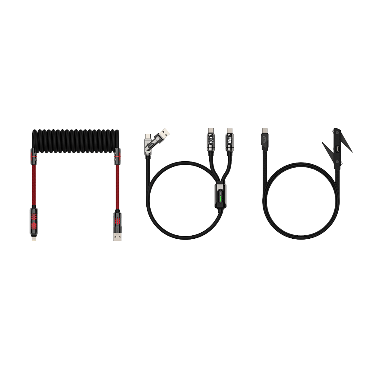 mfish On-the-Go Cable Kit – AD8 Spring Cable, Gemini USB-C Cable & Built-in Stand AP
