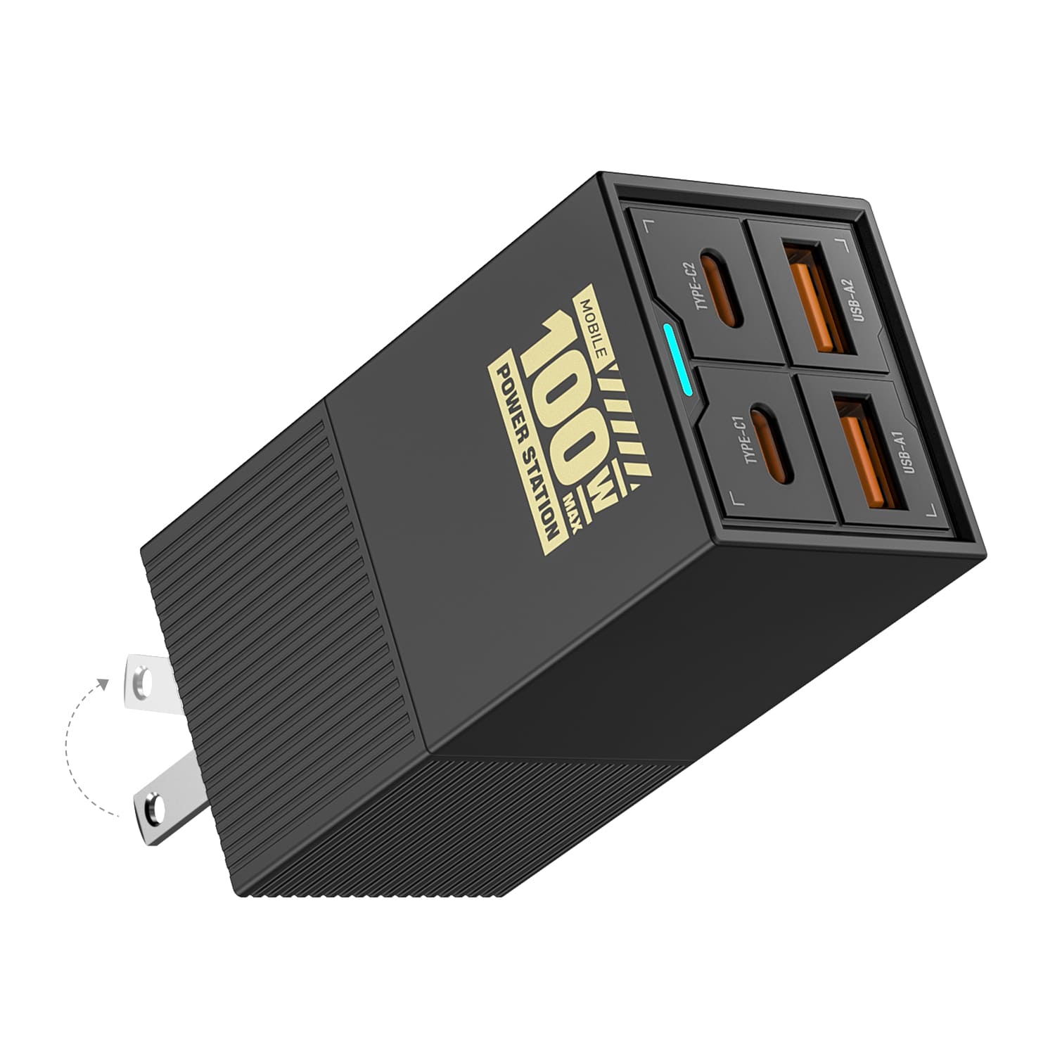 mfish E-Train 100W GaN Charging Station (6-in-1 USB-C Power Strip with 2 AC Outlets)
