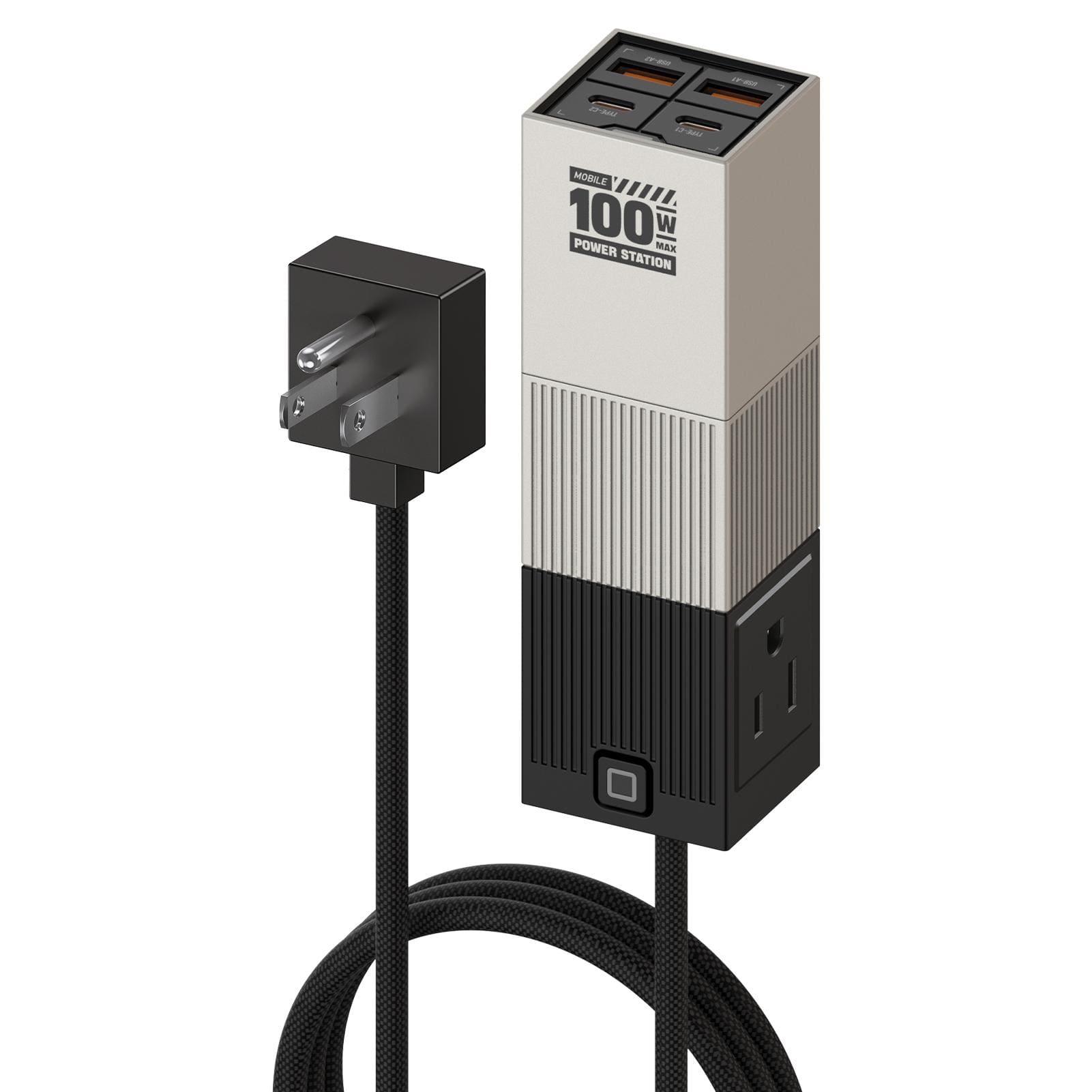 mfish E-Train 100W GaN Charging Station (6-in-1 USB-C Power Strip with 2 AC Outlets)