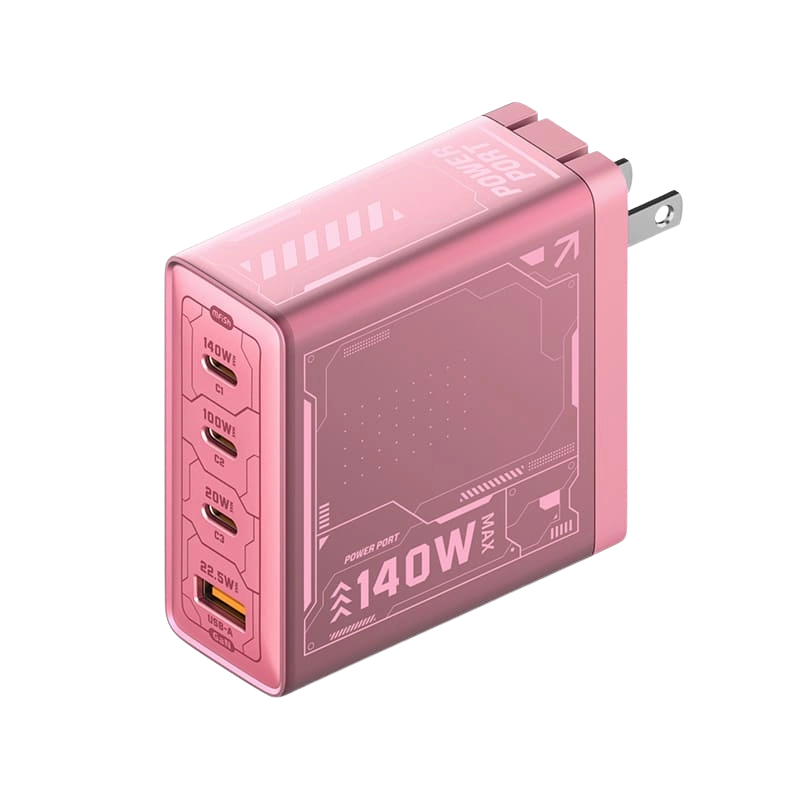 mfish E-Rhino 140W GaN Ladegerät – Cyber ​​Pink Limited Edition