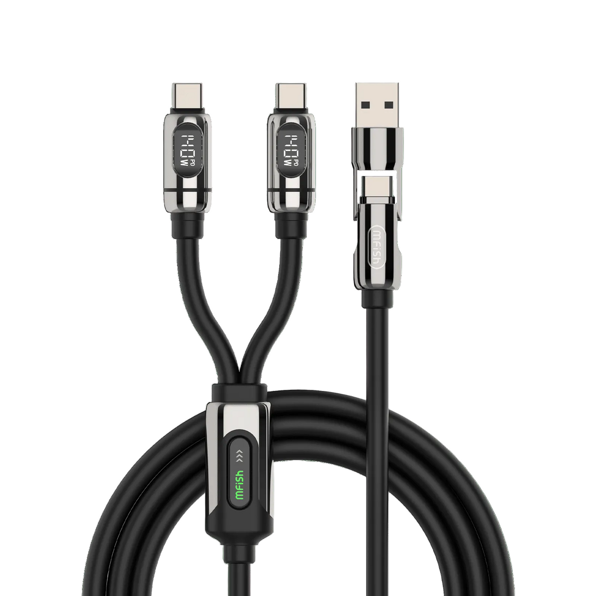 mfish Gemini Dragon Charging Cable (Dual Device, 140W, Real time displ