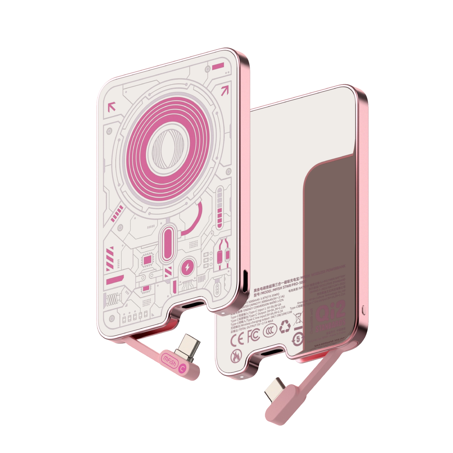 mfish E-Monster MagSafe Powerbank mit Kosmetikspiegel – Ultraschlank, 5000 mAh