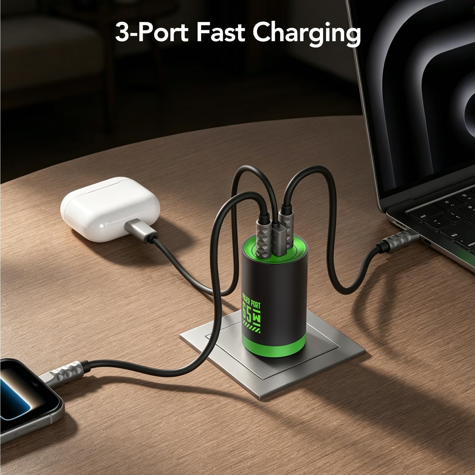 mfish Mushroom 65W GaN Charger with 2200W Extension Power Hub