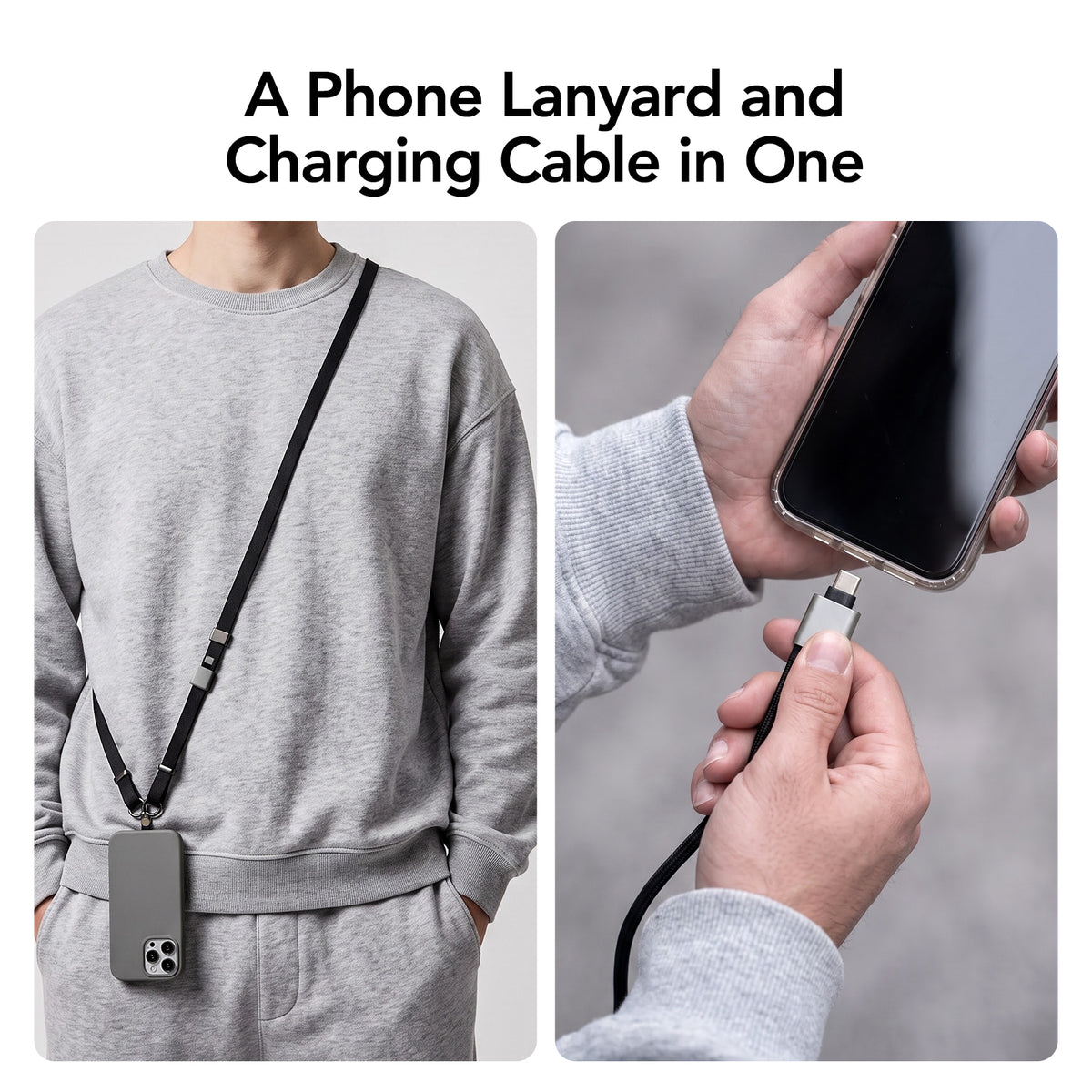 mfish Phone Lanyard (240W USB-C Cable, Adjustable Strap)
